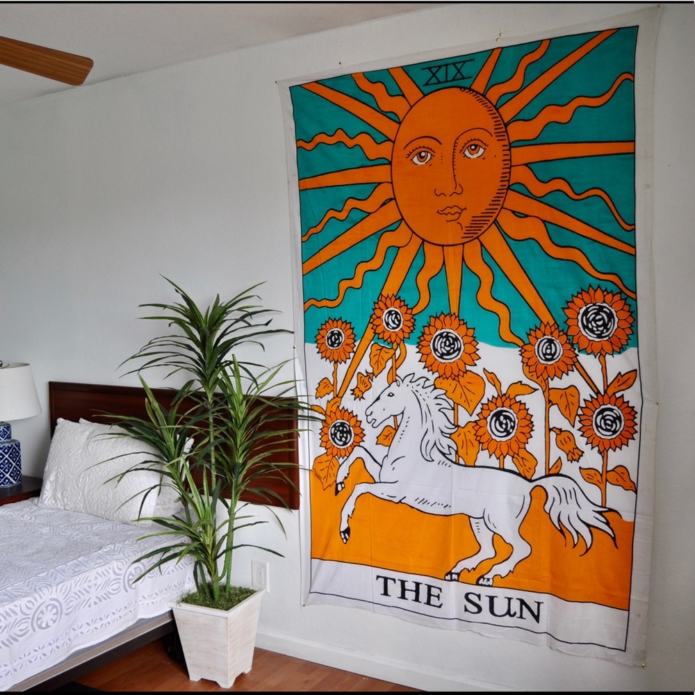 The sun tarot card tapestry, wall decor, tapestry